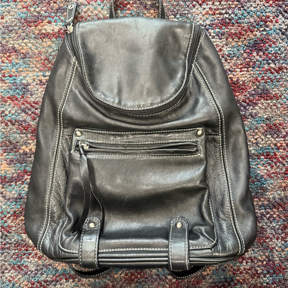 Clarks Black Leather Backpack
